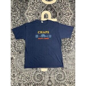 Vintage 90s Ralph Lauren Chaps Tshirt Bubble Print Size Large Navy Blue